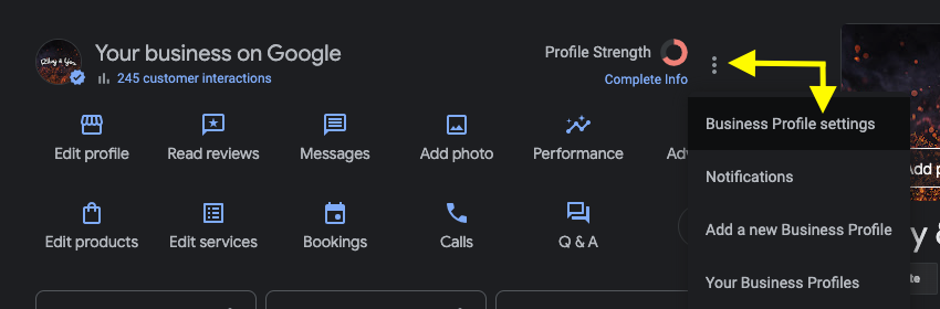 Google Business Profile settings