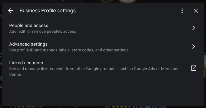Google Business Profile settings